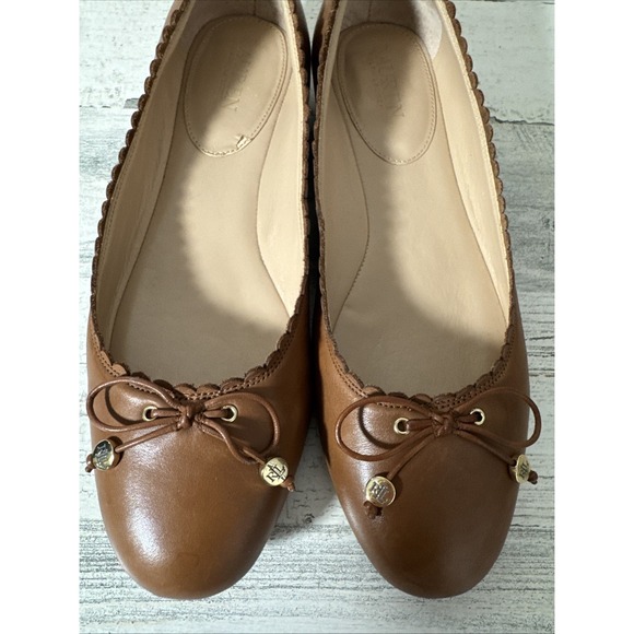 Ralph Lauren Glennie Flats Polo Tan Super Soft Leather Size 10B - Picture 12 of 13